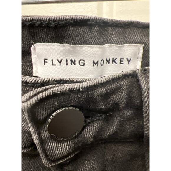 Flying Monkey Womens High Rise Slim Straight Crop Uneven Hem Jeans Size 25 Black - Picture 6 of 10
